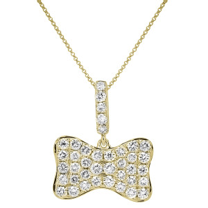 18KT 0.80 CT Diamond Bow Shape Pendant With Chain 18KT 0.80 CT Diamond Bow Shape Pendant With Chain