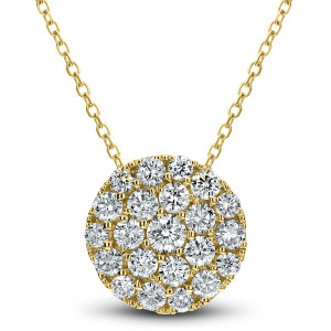 18KT 0.65 CT Diamond Round Cluster Pendant With Chain 18KT 0.65 CT Diamond Round Cluster Pendant With Chain