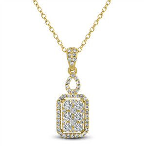 18KT 0.62 CT Diamond Rectangle Shape Pendant With Chain 18KT 0.62 CT Diamond Rectangle Shape Pendant With Chain