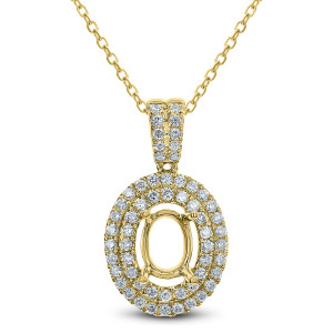 18KT 0.51 CT Diamond Double Halo Oval Pendant 18KT 0.51 CT Diamond Double Halo Oval Pendant
