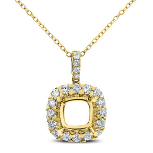 18KT 0.58 CT Diamond Open Cushion Shape Pendant With Chain 18KT 0.58 CT Diamond Open Cushion Shape Pendant With Chain