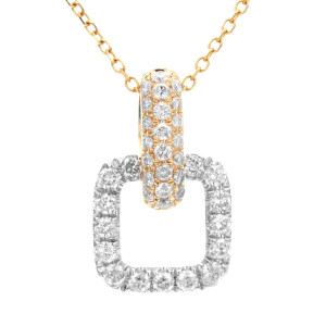 18KT 0.41 CT Diamond Open Square Pendant With Chain 18KT 0.41 CT Diamond Open Square Pendant With Chain