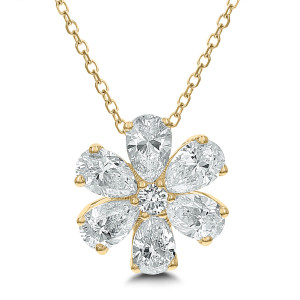 18KT 1.50 CT Diamond Blossom Shape Pendant With Chain 18KT 1.50 CT Diamond Blossom Shape Pendant With Chain