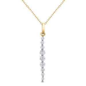 18KT 0.25 CT Diamond Single Line Pendant With Chain 18KT 0.25 CT Diamond Single Line Pendant With Chain