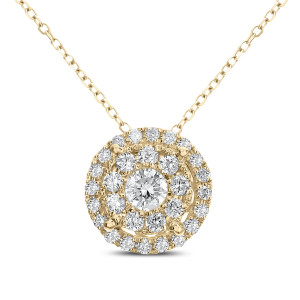 18KT 0.52 CT Diamond Round Cluster Pendant With Chain 18KT 0.52 CT Diamond Round Cluster Pendant With Chain