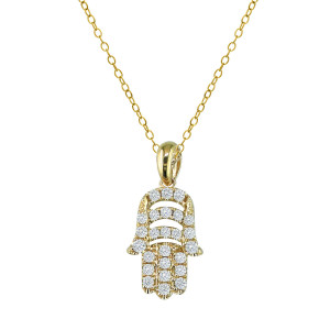 18KT 0.23 CT Diamond Hamsa Pendant With Chain 18KT 0.23 CT Diamond Hamsa Pendant With Chain