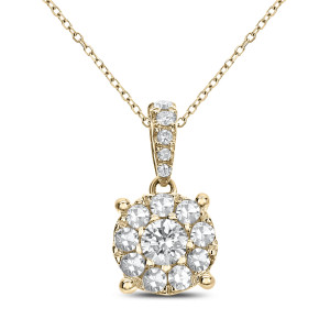 18KT 0.50 CT Diamond Round Cluster Pendant 18KT 0.50 CT Diamond Round Cluster Pendant