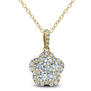 18KT 1.23 CT Diamond Floral Cluster Pendant 18KT 1.23 CT Diamond Floral Cluster Pendant