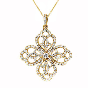 18KT 1.45 CT Diamond Flower Shape Pendant 18KT 1.45 CT Diamond Flower Shape Pendant