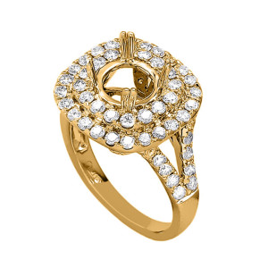 18KT 1.89 CT Halo Diamond Semi-Mount Square Ring 18KT 1.89 CT Halo Diamond Semi-Mount Square Ring