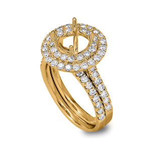 18KT 1.38 CT Diamond Double Halo Semi-Mount Ring Set 18KT 1.38 CT Diamond Double Halo Semi-Mount Ring Set