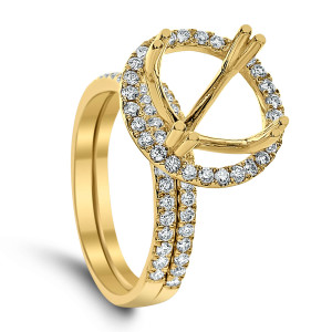 18KT 0.66 CT Halo Diamond Semi-mount Ring Set 18KT 0.66 CT Halo Diamond Semi-mount Ring Set