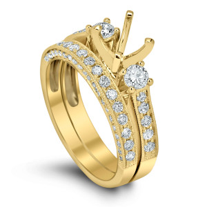 18KT 0.95 CT Diamond Semi Mount Solitaire Ring Set 18KT 0.95 CT Diamond Semi Mount Solitaire Ring Set