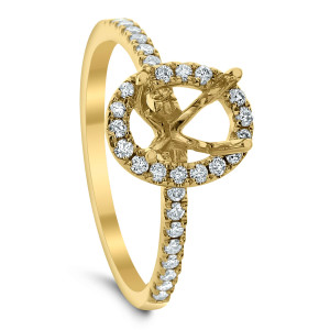 18KT 0.28 CT Halo Diamond Semi Mount Oval Ring 18KT 0.28 CT Halo Diamond Semi Mount Oval Ring
