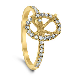 18KT 0.30 CT Halo Diamond Semi Mount Oval Ring 18KT 0.30 CT Halo Diamond Semi Mount Oval Ring