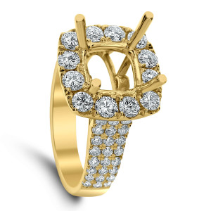 18KT 1.56 CT Halo Diamond Semi Mount Square Ring 18KT 1.56 CT Halo Diamond Semi Mount Square Ring