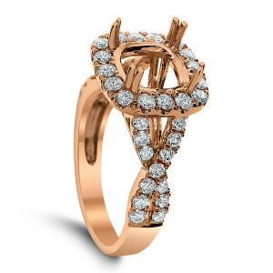 18KT 1.68 CT Halo Diamond Semi Mount Twisted Ring 18KT 1.68 CT Halo Diamond Semi Mount Twisted Ring