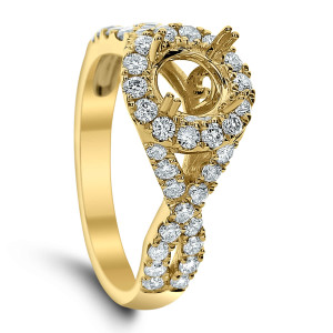 18KT 0.78 CT Halo Diamond Semi Mount Twisted Ring 18KT 0.78 CT Halo Diamond Semi Mount Twisted Ring