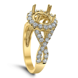 18KT 0.92 CT Halo Diamond Semi Mount Twisted Ring 18KT 0.92 CT Halo Diamond Semi Mount Twisted Ring