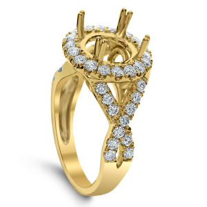 18KT 1.02 CT Halo Diamond Semi Mount Twisted Ring 18KT 1.02 CT Halo Diamond Semi Mount Twisted Ring
