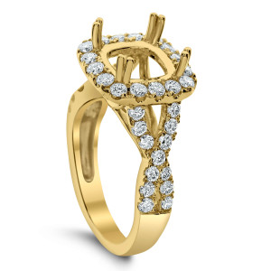 18KT 1.08 CT Halo Diamond Semi Mount Twisted Ring 18KT 1.08 CT Halo Diamond Semi Mount Twisted Ring