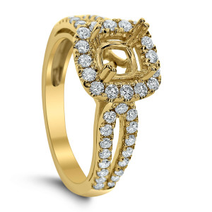 18KT 0.70 CT Halo Diamond Semi Mount Square Ring 18KT 0.70 CT Halo Diamond Semi Mount Square Ring