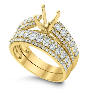 18KT 1.29 CT Halo Diamond Semi Mount Ring Set 18KT 1.29 CT Halo Diamond Semi Mount Ring Set