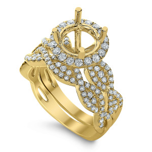 18KT 0.80 CT Diamond Semi Mount Twisted Ring Set 18KT 0.80 CT Diamond Semi Mount Twisted Ring Set
