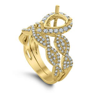 18KT 0.77 CT Diamond Semi Mount Pear Ring Set 18KT 0.77 CT Diamond Semi Mount Pear Ring Set