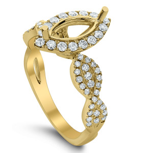 18KT 0.50 CT Halo Diamond Semi Mount Twisted Ring 18KT 0.50 CT Halo Diamond Semi Mount Twisted Ring