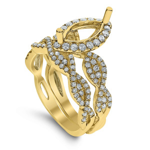 18KT 0.80 CT Diamond Semi Mount Twisted Marquise Ring Set 18KT 0.80 CT Diamond Semi Mount Twisted Marquise Ring Set