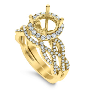 18KT 0.63 CT Diamond Semi Mount Twisted Round Ring Set 18KT 0.63 CT Diamond Semi Mount Twisted Round Ring Set