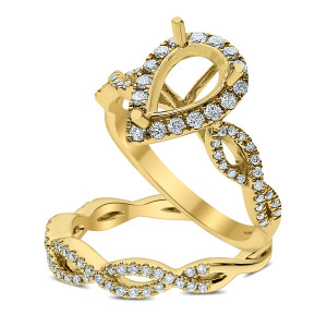 18KT 0.62 CT Diamond Semi Mount Twisted Pear Ring Set 18KT 0.62 CT Diamond Semi Mount Twisted Pear Ring Set