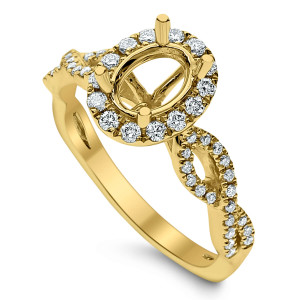 18KT 0.36 CT Halo Diamond Semi Mount Twisted Oval Ring 18KT 0.36 CT Halo Diamond Semi Mount Twisted Oval Ring