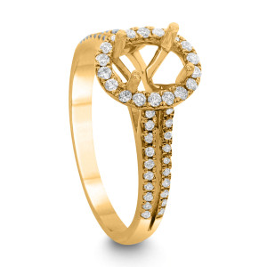 18KT 0.38 CT Halo Diamond Semi Mount Oval Ring 18KT 0.38 CT Halo Diamond Semi Mount Oval Ring