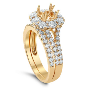 18KT 1.50 CT Diamond Semi Mount Square Ring Set 18KT 1.50 CT Diamond Semi Mount Square Ring Set