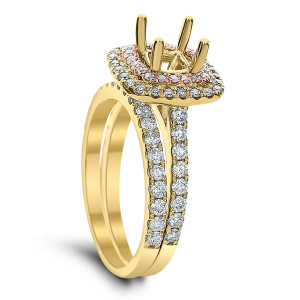 18KT 1.00 CT Diamond Semi Mount Square Ring Set 18KT 1.00 CT Diamond Semi Mount Square Ring Set