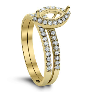 18KT 0.38 CT Diamond Semi Mount Marquise Ring Set 18KT 0.38 CT Diamond Semi Mount Marquise Ring Set