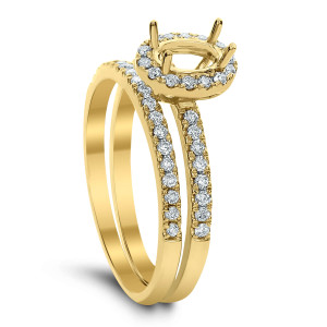 18KT 0.36 CT Diamond Semi Mount Round Ring Set 18KT 0.36 CT Diamond Semi Mount Round Ring Set