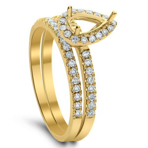 18KT 0.38 CT Diamond Semi Mount Pear Ring Set 18KT 0.38 CT Diamond Semi Mount Pear Ring Set
