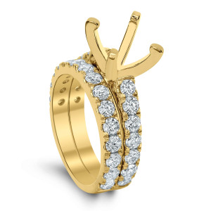 18KT 1.85 CT Diamond Semi Mount Round Ring Set 18KT 1.85 CT Diamond Semi Mount Round Ring Set