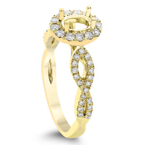 18KT 0.36 CT Halo Diamond Semi Mount Twisted Ring 18KT 0.36 CT Halo Diamond Semi Mount Twisted Ring