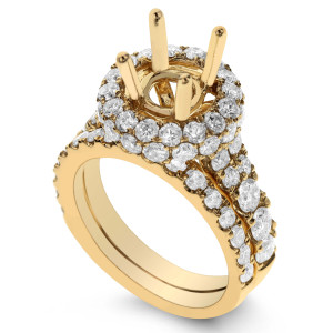 18KT 2.62 CT Halo Diamond Semi Mount Ring Set 18KT 2.62 CT Halo Diamond Semi Mount Ring Set