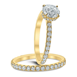 18KT 0.95 CT Diamond Semi Mount Round Cut Ring Set 18KT 0.95 CT Diamond Semi Mount Round Cut Ring Set