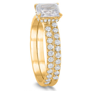 18KT 0.93 CT Diamond Semi Mound Square Cut Ring Set 18KT 0.93 CT Diamond Semi Mound Square Cut Ring Set