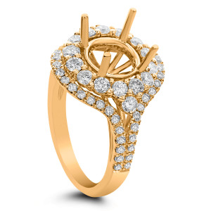 18KT 1.31 CT Halo Diamond Semi Mount Round Ring 18KT 1.31 CT Halo Diamond Semi Mount Round Ring