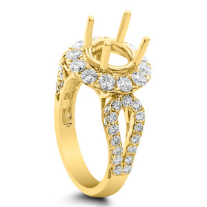 18KT 1.70 CT Halo Diamond Semi Mount Round Ring 18KT 1.70 CT Halo Diamond Semi Mount Round Ring