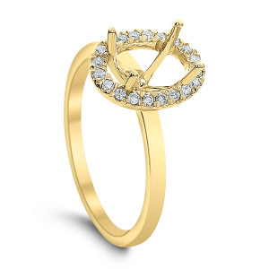 18KT 0.17 CT Halo Diamond Semi Mount Oval Ring 18KT 0.17 CT Halo Diamond Semi Mount Oval Ring