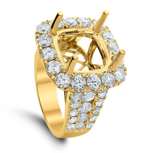 18KT 3.45 CT Halo Diamond Semi-Mount Square Ring 18KT 3.45 CT Halo Diamond Semi-Mount Square Ring