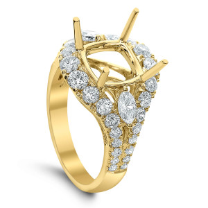 18KT 1.25 CT Halo Diamond Semi-Mount Square Ring 18KT 1.25 CT Halo Diamond Semi-Mount Square Ring